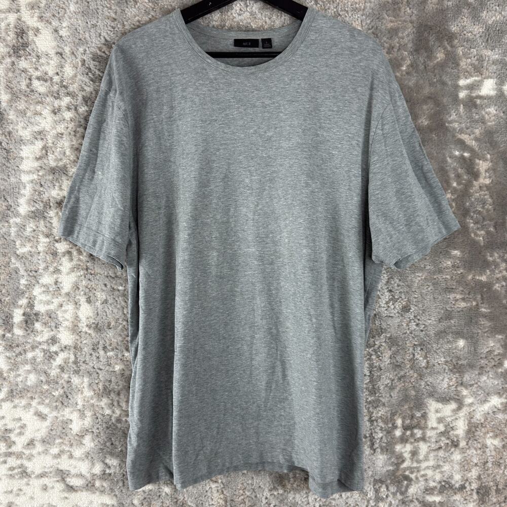 APT 9 Size L Cotton Blend Stretch Top Gray Short Sleeve Round Neck Casual Basic